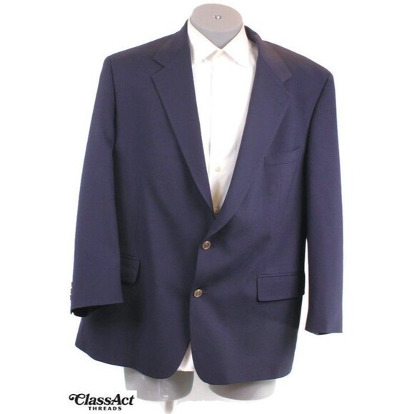 Bill Blass Sport Coat Blazer Mens Blue 2 Metal Button Wool 44R - Picture 1 of 9